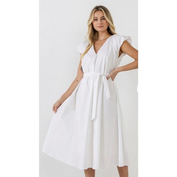 Anthropologie English Factory Puffy Sleeve Midi Dress, Size Small - Picture 1 of 13